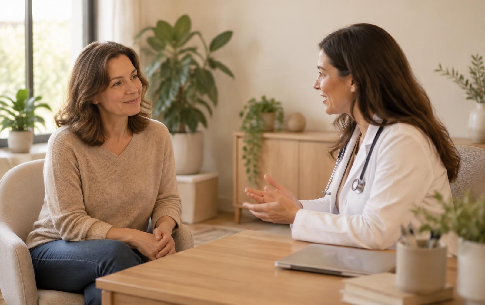 Patient consulting with a VERAVEE provider about hormone therapy options