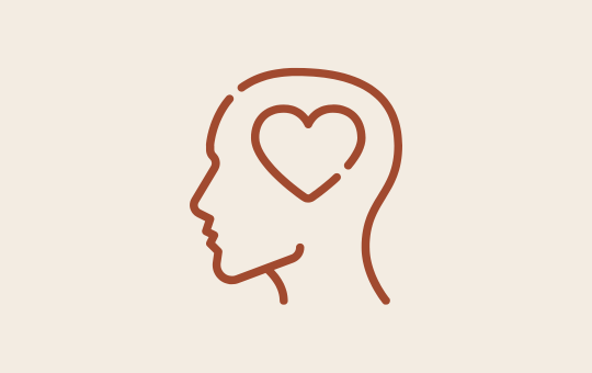 Head with heart icon representing B12 and wellness injections